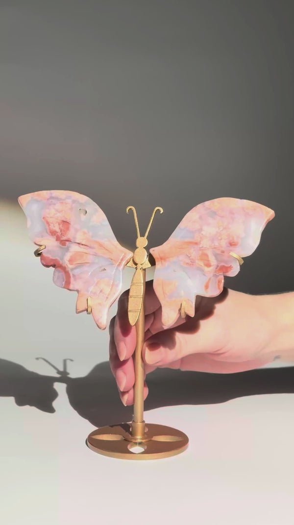 
                    
                      Video in der Galerie ansehen und abspielen, Pink Achat Schmetterlinge Nr. 32 Video
                    
                  