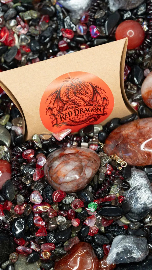 Red Dragon Konfetti – Verpackung mit Feuerquarz